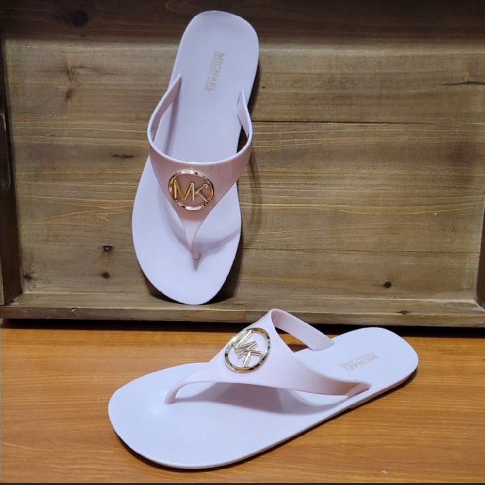 Michael Kors Light Pink Lilly Jelly Thong Sandals.